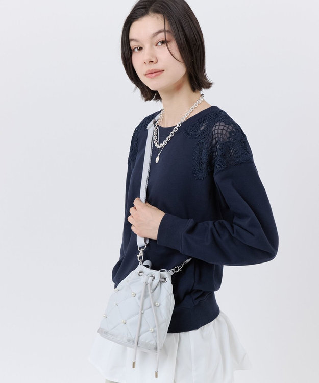 LeSportsac DRAWST BUCKET W PEARLS/ミストグレーパール ミストグレーパール