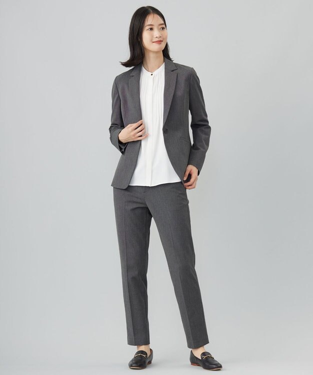 J.PRESS LADIES T/Rアルガンシルク テーパード パンツ ライトグレー系