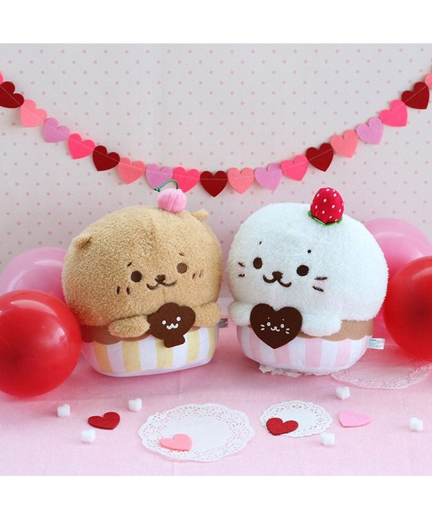 Mother garden しろたん カップケーキ マスコット 20cm お座りぬいぐるみ 白～オフホワイト