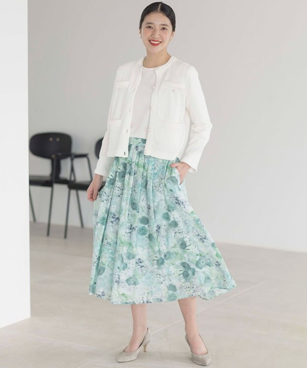 組曲 ミニブークレーツイードニットジャケット アイボリー系