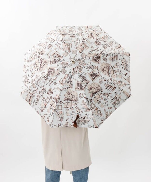 AURORA 【 Beaurance （ビューランス）】サマーシールド プリント夢が棲む場所　晴雨兼用傘（長傘） ペールコーラル