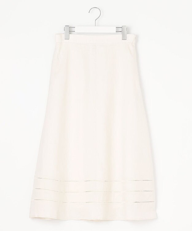 自由区 【XSサイズ～/洗える/セット可】エンブロイダリーリネン フレアスカート アイボリー系