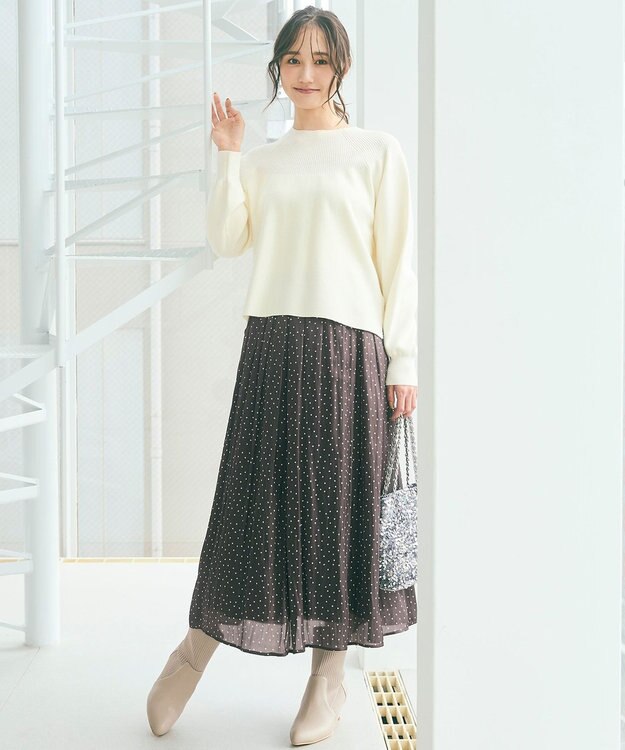 ANY SIS 【洗える】シャイニードットギャザー スカート スレート系