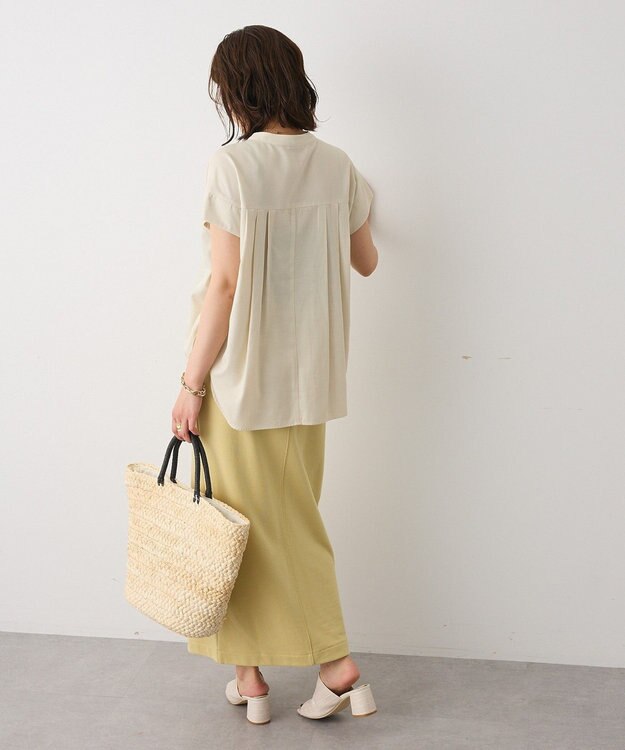CRAFT STANDARD BOUTIQUE バンドカラーサイドドロストシャツ Cream
