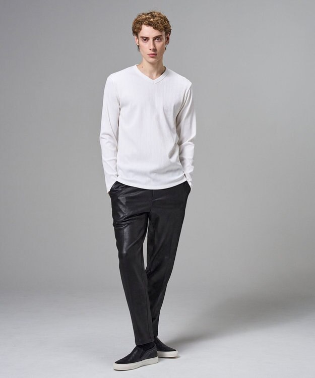 JOSEPH HOMME テックリブジャージー　Vネックカットソー ホワイト系