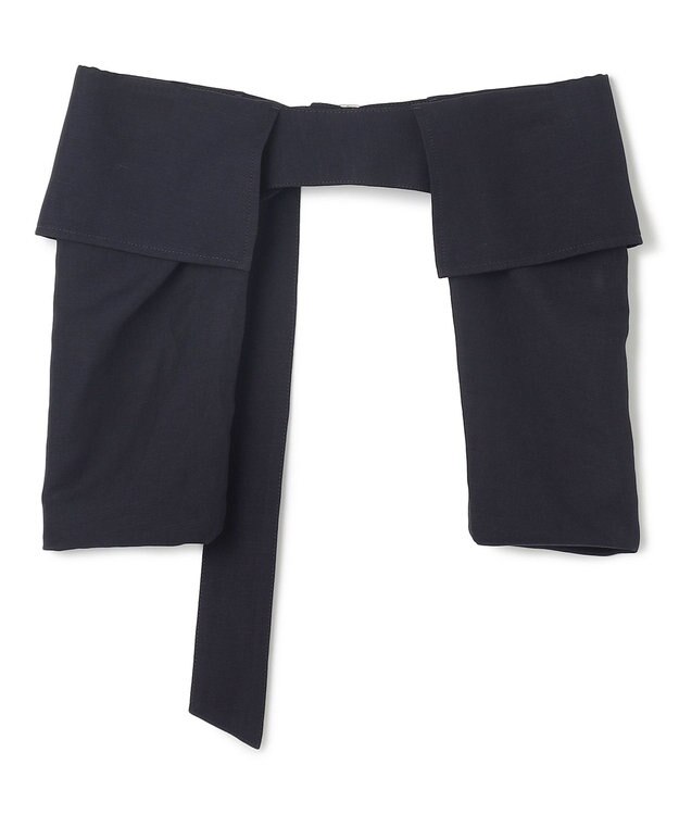 BEIGE， 【洗える】BERNARD / リネンワイドポケット付きラップベルト Navy