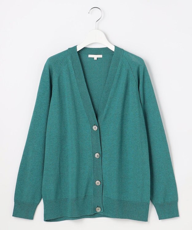 自由区 【アンサンブル対応】ペーパーコットンニット カーディガン ターコイズ