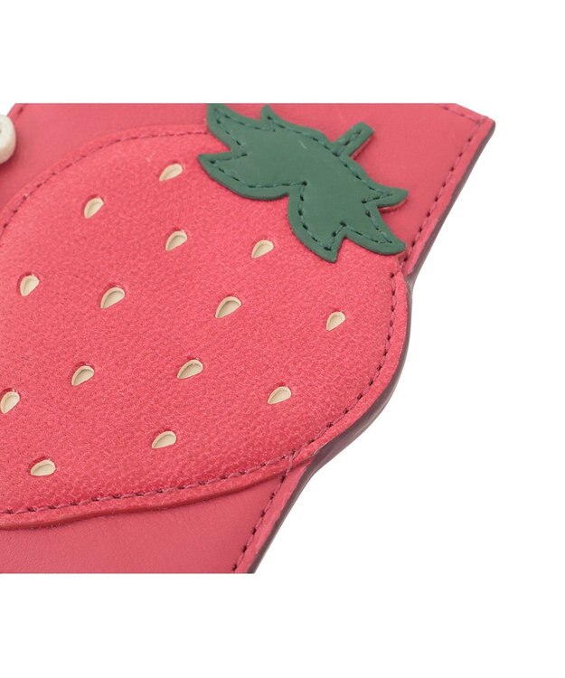 genten フルーツマーケット はみ出しパスケース「いちご」 アカ