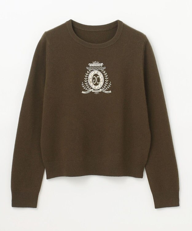 GRACE CONTINENTAL エンブレム刺繍ニットトップ カーキ