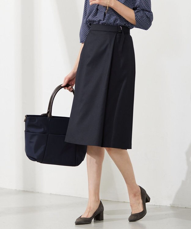 J.PRESS LADIES 【セットアップ対応・洗える・UVケア・速乾】 OXIJEWELストレッチ スカート ネイビー系