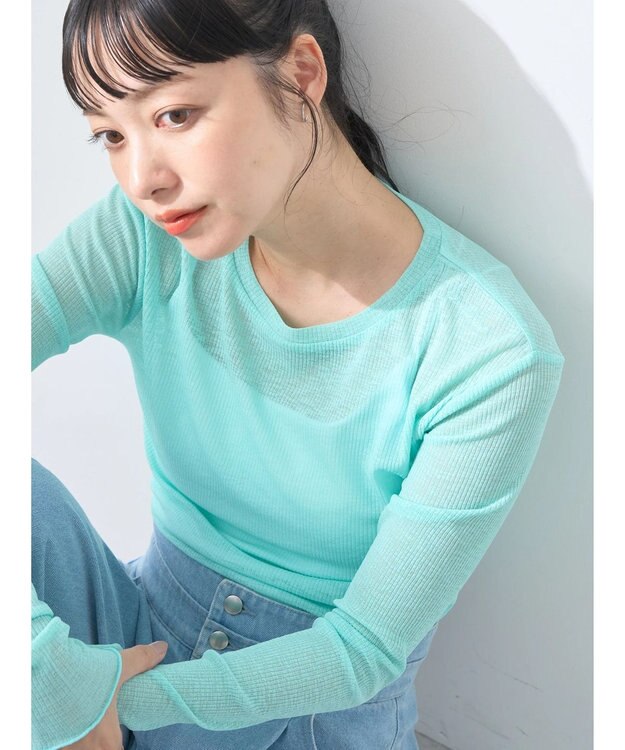 earth music&ecology シアーリブロゴ刺繍プルオーバー Mint Green