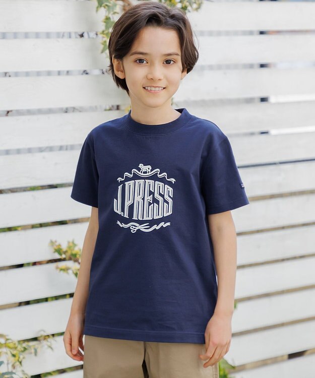 J.PRESS KIDS 【140-170cm】 50/2天竺ロゴＴシャツ ネイビー