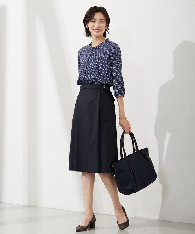 J.PRESS LADIES S 【セットアップ対応・洗える・UVケア・速乾】 OXIJEWELストレッチ スカート ネイビー系