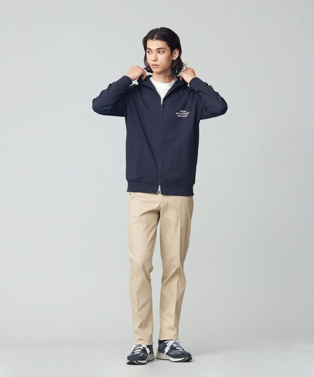 J.PRESS MEN インレージャージー ロゴフルジップパーカー ネイビー系