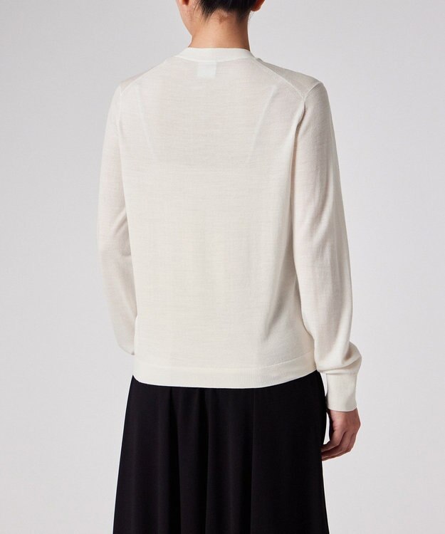 Paul Smith ドレープウール ストライプ ヘンリーネック ニット オフホワイト