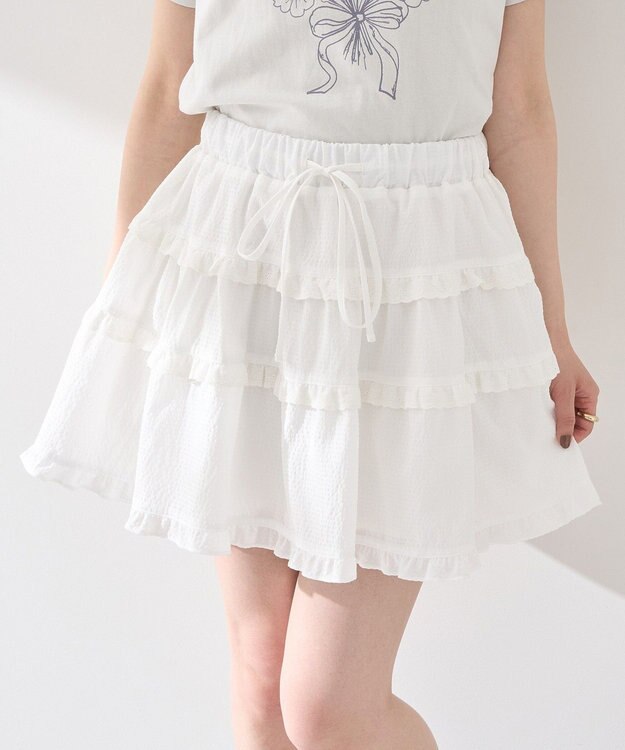 earth music&ecology ティアードミニスカート Off White