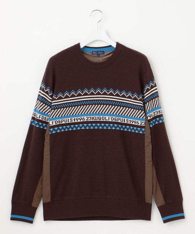 23区GOLF 【MEN】【ウォッシャブル】フェアアイル柄ニット ダークブラウン系