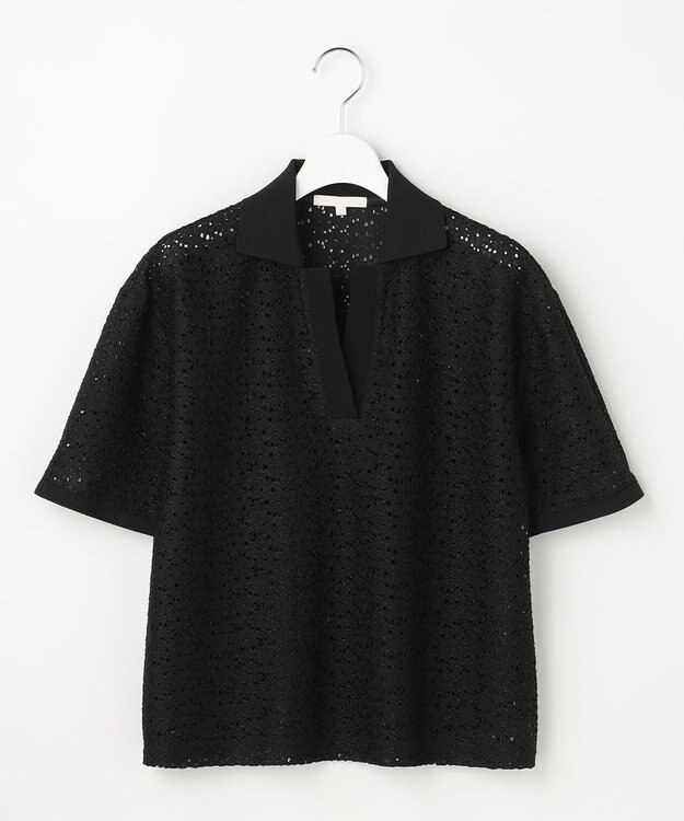 自由区 ラッセルレースジャージー トップス ブラック