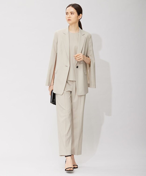 ICB 【洗える】 サマーウールトロ ストレートパンツ ライトオリーブ系