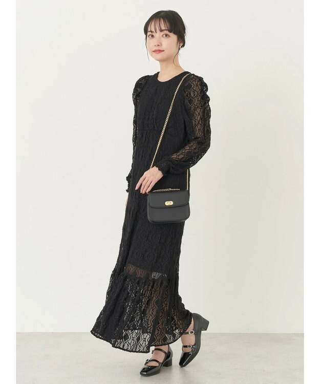earth music&ecology 総レースワンピース Black