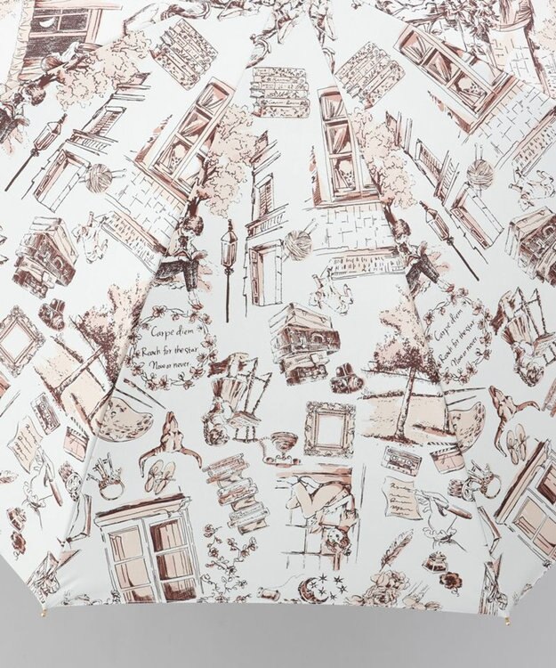 AURORA 【 Beaurance （ビューランス）】サマーシールド プリント夢が棲む場所　晴雨兼用傘（長傘） ペールコーラル