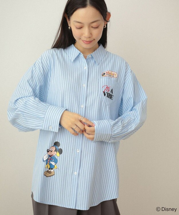 Green Parks ミッキー＆フレンズ／オーバーサイズシャツ Sax