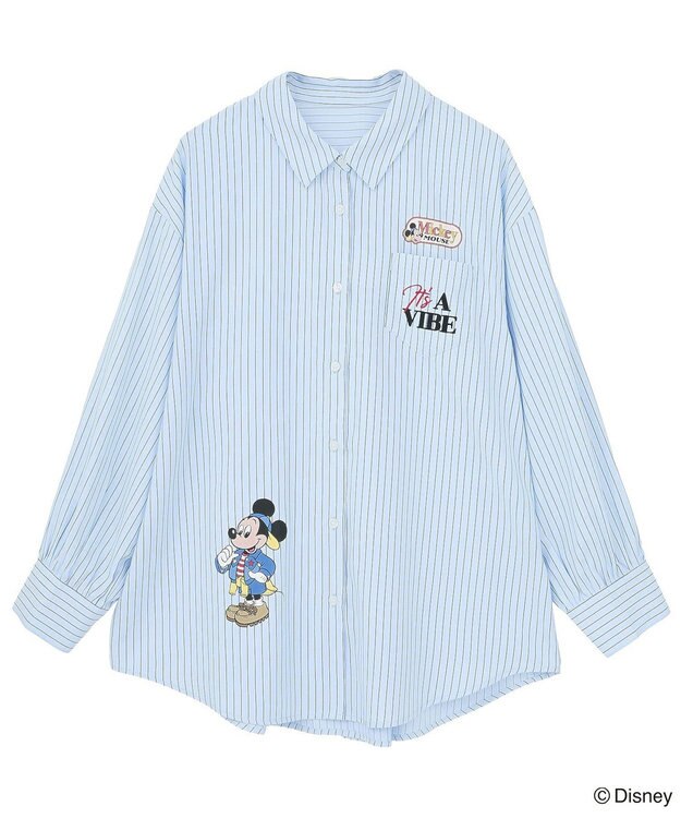 Green Parks ミッキー＆フレンズ／オーバーサイズシャツ Sax