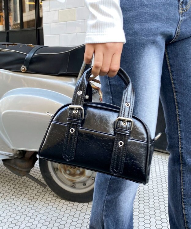 WEGO ハトメハンドルミニボストンショルダー ブラック