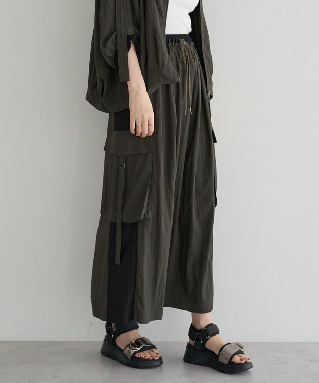 YECCA VECCA 【UVカット/接触冷感/遮熱】COOLカーゴロングスカート Charcoal Gray