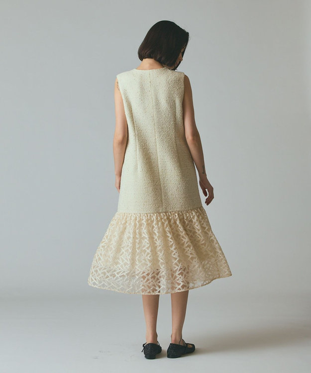 GRACE CONTINENTAL チュールコンビツイードワンピース キナリ