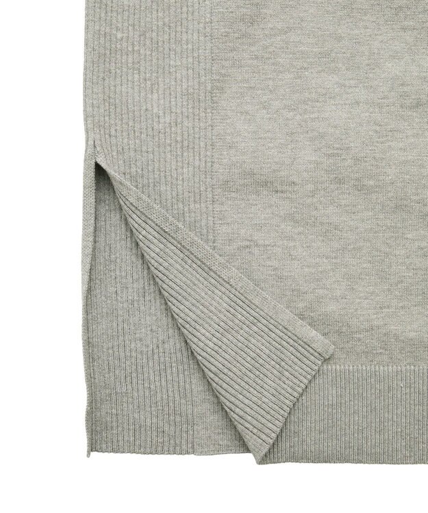 Green Parks もちやわサイドリブニットチュニック Gray Mixture