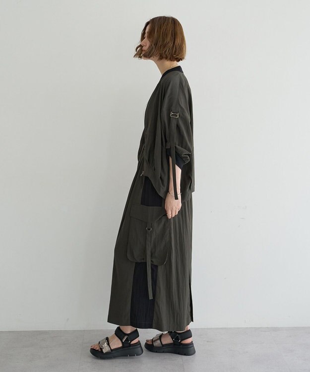 YECCA VECCA 【UVカット/接触冷感/遮熱】COOLカーゴロングスカート Charcoal Gray