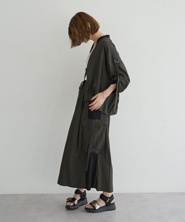 YECCA VECCA 【UVカット/接触冷感/遮熱】COOLカーゴロングスカート Charcoal Gray