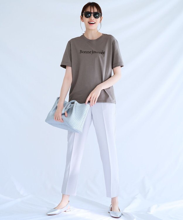 UNFILO 【ストレッチ/洗える】出会えるパンツ テーパード ライトグレー系