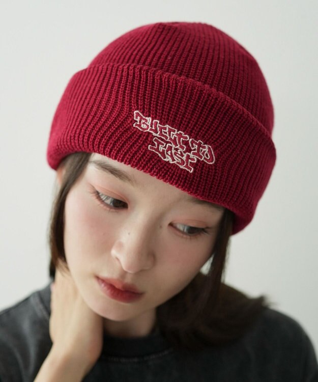 WEGO 【ユニセックス着用ITEM】ロゴショートビーニー レッド