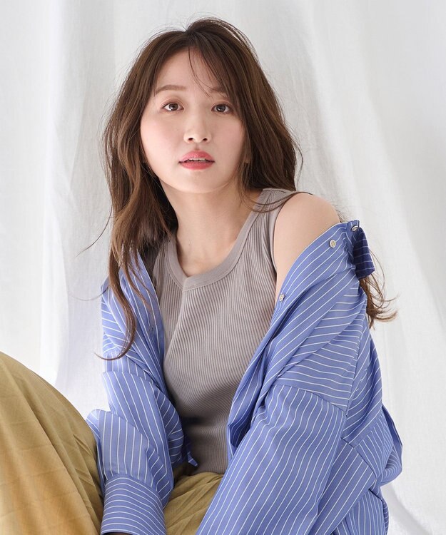 ANY L リブタンクトップ グレージュ