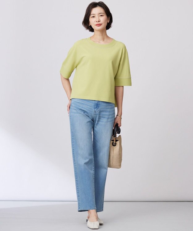 J.PRESS LADIES S 【洗える】RAYON ELITE STRETCH ニットT ピスタチオ系