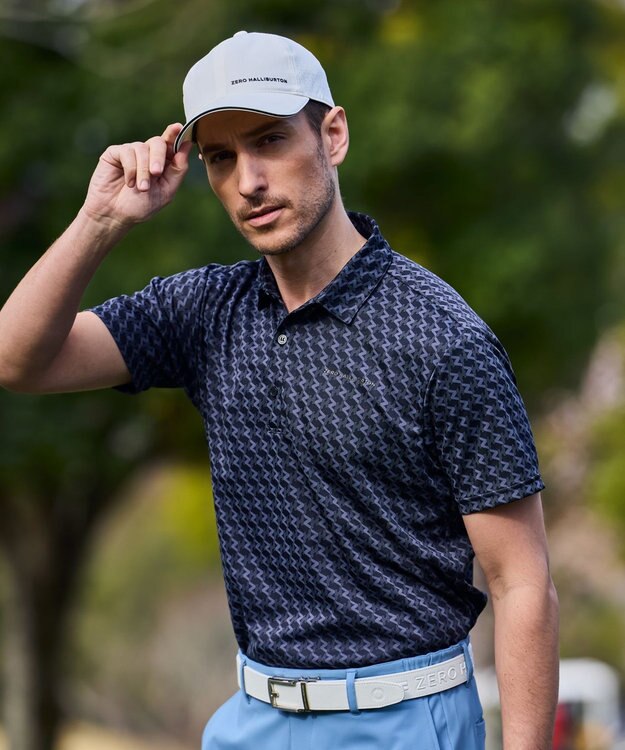 ZERO HALLIBURTON 【吸水速乾・UVケア】 ZHモノグラムジャガードポロシャツ ZHG-M5S6 82951 ブラック