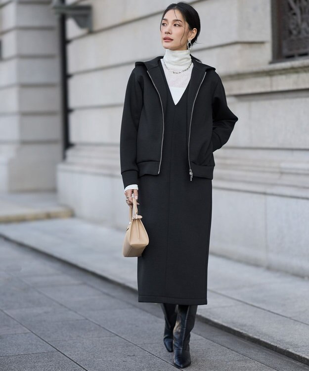 ICB 【WEB限定カラーあり】ソフトダンボール ジップアップ フーディ ブラック