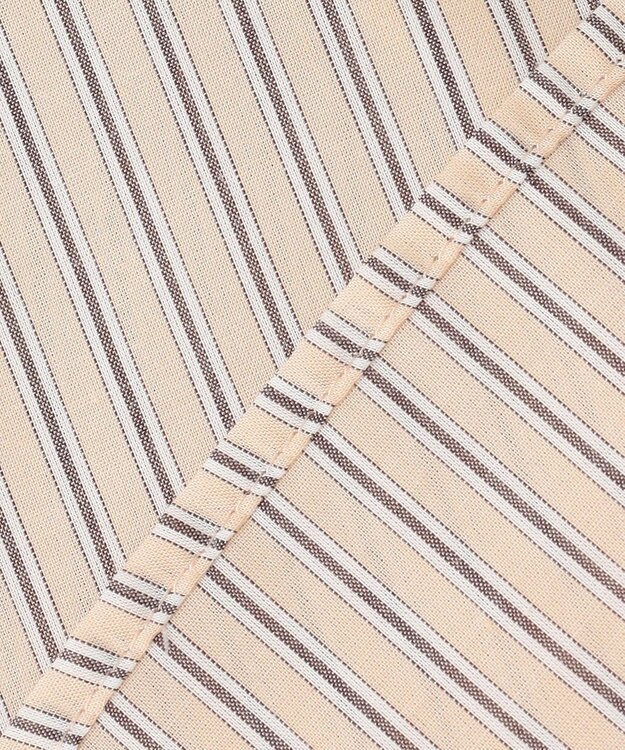 J.PRESS LADIES 【洗える】ウォッシャブルストライプ シャツカラー ブラウス ベージュ系1