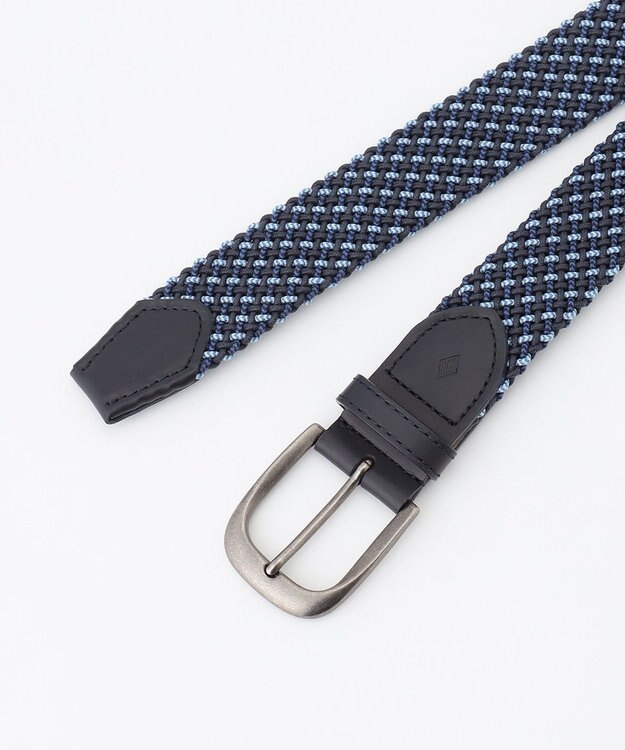 JOSEPH ABBOUD 【イタリア素材・ストレッチ・日本製】ミックスコードメッシュ ベルト ネイビー系