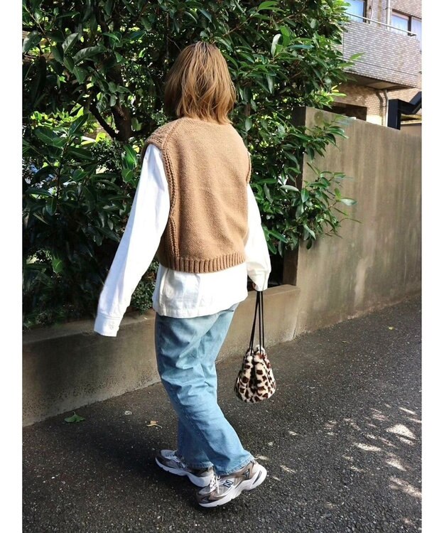 Green Parks ケーブルニットベスト Beige