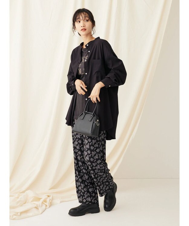 CRAFT STANDARD BOUTIQUE レーヨンデシンバンドカラーシャツ Black