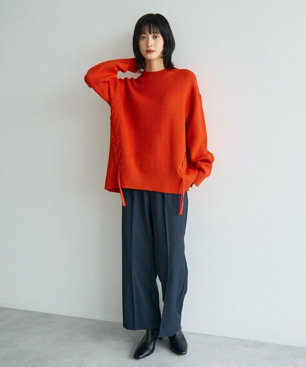 YECCA VECCA レースアップニット Red