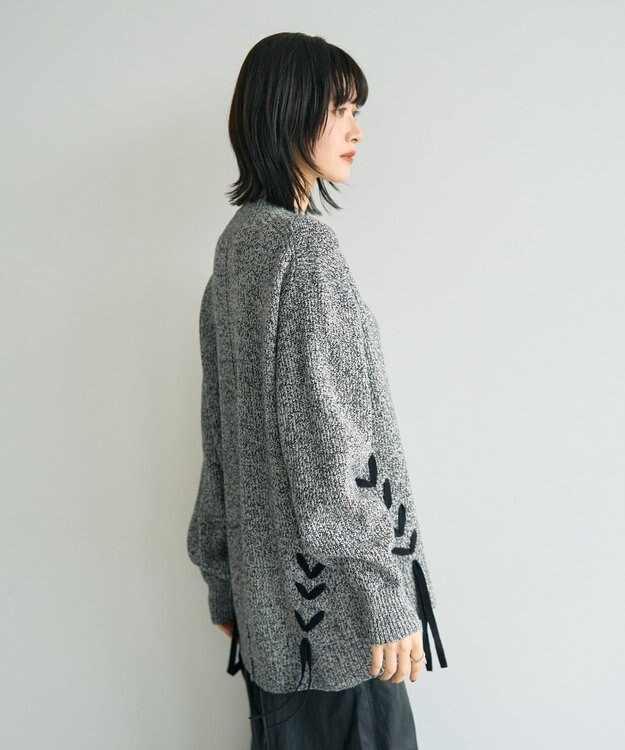 YECCA VECCA レースアップニット Gray Mixture