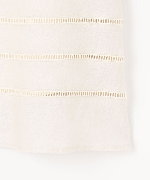 自由区 【XSサイズ～/洗える/セット可】エンブロイダリーリネン フレアスカート アイボリー系