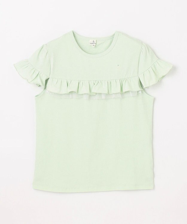 組曲 KIDS 【UVケア】【150-160㎝】フレアラッフル Tシャツ メロン