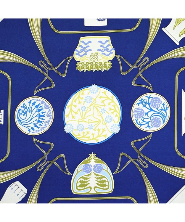 Marca ＜春の新色！＞【伝統横濱スカーフ】フラワーベースヌーヴォー  小判 シルクツイルスカーフ ブルー