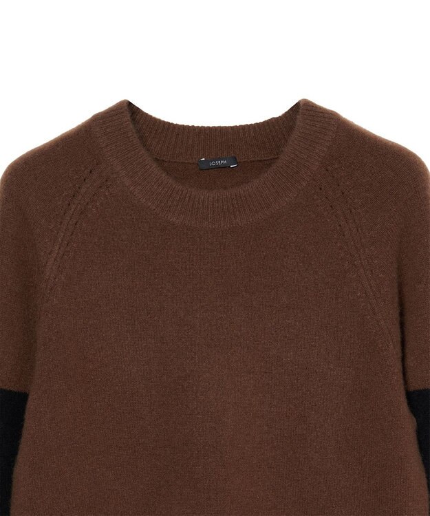 JOSEPH 【洗える】ブラッシュドカシミヤ　ラウンドネックニット Arabica/Black