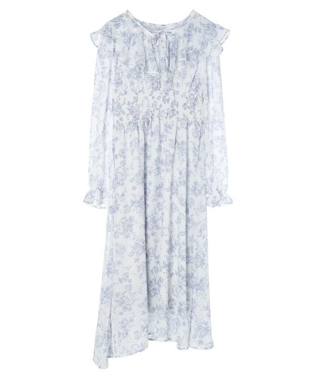 earth music&ecology 隠れバンビ花柄ワンピース Blue